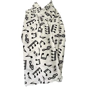 Purple Possum&#174; Music Notes Scarf Ladies Cotton Wrap Large Fair Trade Musical Note Shawl (White)