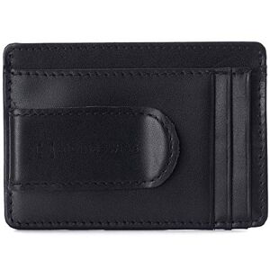 Alpine swiss Dermot Mens RFID Safe Money Clip Minimalist Wallet Smooth Leather Comes in Gift Box Black