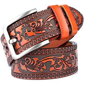 Western Digital PACDE Western Black Coffee Print Leather Pin Buckle Jeans Men Belt (Orange, 125cm)