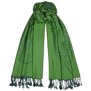 Celtic At Heart Summer Bird Thistle Celtic Design Double Sided Jacquard Long Scarf (Dark Emerald)