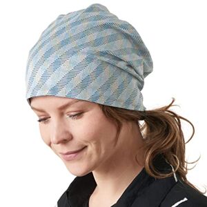 Casualbox CHARM Organic Cotton Slouchy Beanie - Womens Chemo Hat Japanese Mens Hipster Cap Checkered Blue