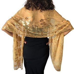 Central Chic Sequin Shawl Wrap Scarf Cover Up Wedding Bridal Wrap Sequin Scarf (Gold)