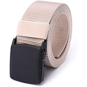 Mile High Life Nylon Web Belt Outdoor Military Belt TSA Safe Buckle Plastic/Metal (Beige, 142CM)