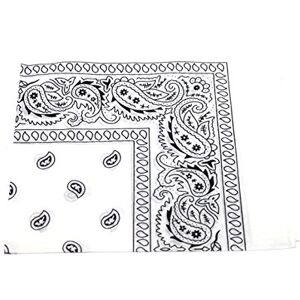 Men's/Women's Bandana Head or Neck Scarves Paisley Pattern 100% Cotton – White