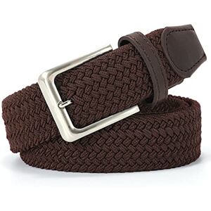 JASGOOD Braided Elastic Belt for Women Men, Unisex Fabric Belt Braided Stretch Belt for Jeans Pants Coffee M