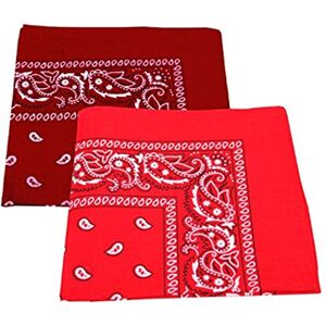 2 x Men's/Women's Paisley Pattern Bandana Head/Neck Scarf 100% Cotton (red and maroon)