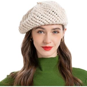 ZLYC Women Cable Knitted Berets Braided Baggy Beanie Winter Wool Warm Hat Beige