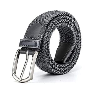 989Zé ENZO Mens Stretch Belts Ladies Elasticated Woven Adjustable Braided Metal Buckle Belt (Grey, S/M)