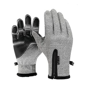 ZHCHAO Winter Gloves Mens Touchscreen Non-Slip Windproof Warm Cycling Cold Gloves Fashion Zipper Sports Gloves (Color : Argento, Size : S code)