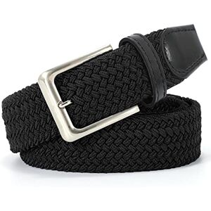 JASGOOD Braided Elastic Belt for Women Men, Unisex Fabric Belt Braided Stretch Belt for Jeans Pants Black S