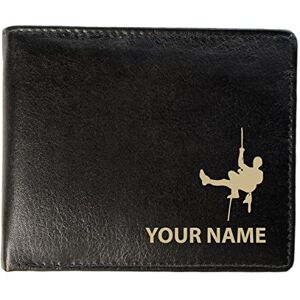 Personalised Mens Real Leather Wallet - Climbing Abseiling Design (Sandringham Style)