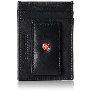 Alpine swiss Harper Mens RFID Slim Money Clip Front Pocket Wallet Minimalist Leather ID Card Holder Black