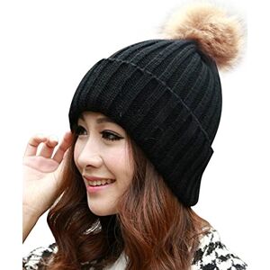 Bluelans&#174; Women's Winter Warm Fur Knit Bobble Pom Pom Beanie Bobble Baggy Crochet Ski Cap Hat