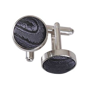 DQT Men Paisley Floral Wedding Silver Plated Cufflinks Charcoal Grey