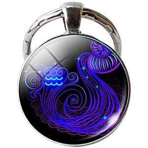 ClodeEU Women Men Keyring Keychain 12 Constellation Zodiac Sign Pendant Double Face Keyring Key Holder Nice Gift for Friend Birthday Vacation, One Size