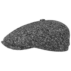 Stetson Brooklin Donegal Flat Cap Men - Winter Ivy hat Wool with Peak, Lining Autumn-Winter - 59 cm Black-White