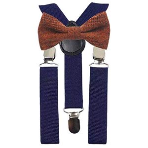 Db Dickie Bow Children's Kids Boys Wool Bow Tie & Navy Blue Braces Set (Burnt Orange)