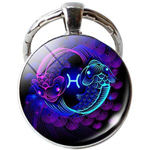 Generic Zodiac Face Keyring Double 12 Constellation Holder Sign Keychain Key Pendant Keychains Key Lanyard for Men (I, One Size)