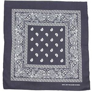 WedDecor Grey Bandana For Men Women Cotton Unisex Paisley Head Scarf Wide Headband Fashion Accessory for Riding, Motorcycling, Hiking, Fishing, Outdoor Activities, 54cm