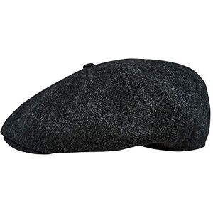 Sterkowski Peaky Style Cap 100% Harris Tweed Newsboy Cap for Men Flat Cap Mens Newsboy Caps for Men Baker Boy Wool Cap Warm Hat Men Paperboy Hat Flat Peaks Caps Retro Hat 64 cm Anthracite