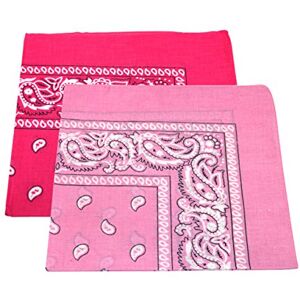 2 x Men's/Women's Paisley Pattern Bandana Head/Neck Scarf 100% Cotton (Baby Pink & Hot Pink)