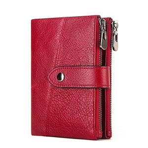 ASADFDAA Ladies Purse Genuine Cow Leather Women Wallets Pocket Ladies Female Purse Clutch Small Wallet Short Card Holder Girls Fashion Red Color (Color : Red)