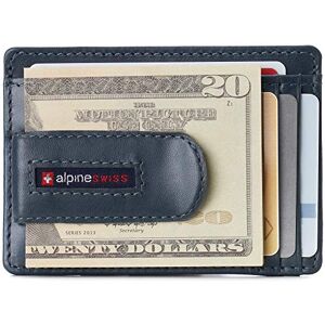 Alpine swiss Dermot Mens RFID Safe Money Clip Front Pocket Wallet Leather Comes in Gift Box Teal