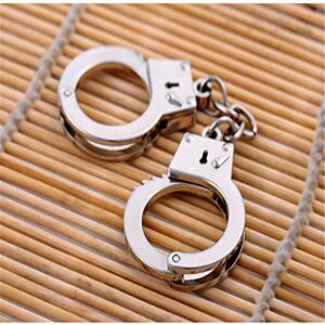 LJJYD Mini Handcuffs Metal Keychain Keyring for Men