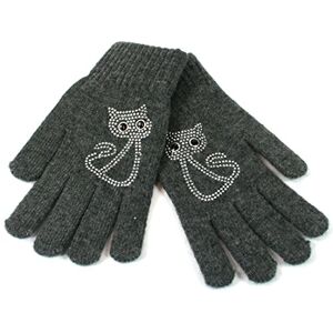 Black Ginger Diamante Encrusted Women's Cat Gloves. They are soft and warm feels like real wool. One Size Fits All. Autunm WInter Fashion Accessory