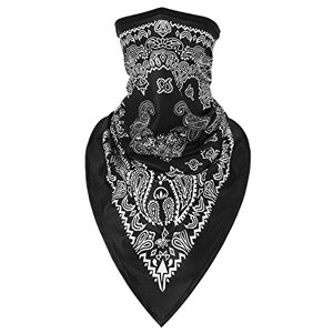 Unisex Bandana Face Covering Mask Scarf Face Rave Balaclava Neck Gaiter with Ear Loops, Dust Cloth, Washable Snood, Wind Motorcycle Cover (Black & White Paisley Style 2)