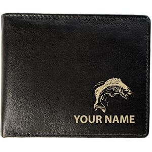 Personalised Mens Real Leather Wallet - Fish/Fisherman Design (Sandringham Style)