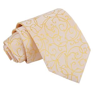 DQT Swirl Floral Patterned Wedding Classic Neck Tie for Men - Gold