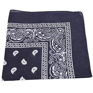 Men's/Women's Bandana Head or Neck Scarves Paisley Pattern 100% Cotton – Navy Blue