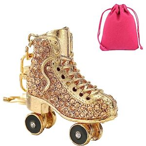 CJKDXDH Sparkly Rhinestone Roller Skate Keychain Shiny Crystal 3D Key Ring Cute Backpack Car Pendant Key Holder (Champagne)