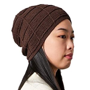 Casualbox CHARM Mens Summer Beanie Cotton - Womens Crochet Slouch Cap Hand Made Chemo Hat Dark Brown