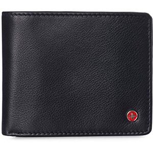 Alpine swiss RFID Luka Men's Flip ID Wallet Deluxe Capacity ID Bifold with Divided Bill Section Camden Collection Soft Nappa Black