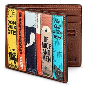 Yoshi Classic Bookworm Men's Leather Wallet, Genuine Brown Leather Wallet, RFID Blocking Wallet, Bifold Wallets for Men
