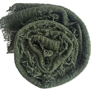 Isabelle Boutique Crimp Frayed Edges Crinkle Maxi Scarf Cotton Hijab Scarves UK (Crinkle Olive 40)