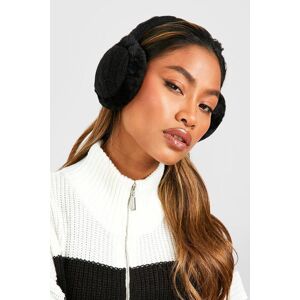 boohoo Cable Knit Faux Fur Ear Muff