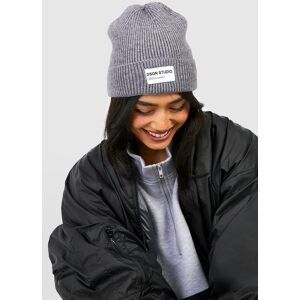 boohoo Chunky Rib Tab Detail Beanie