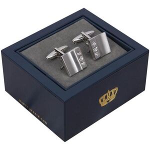 Harvey Makin Rhodium Plated Cufflinks Plain with Diamantes