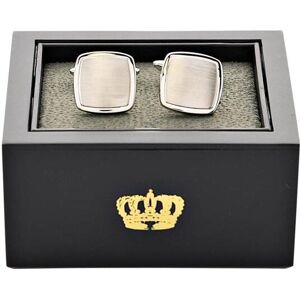 Harvey Makin Engravable Shiny & Brush Rhodium Cufflinks