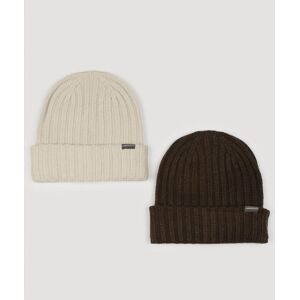 Larsson & Co Cream & Brown 2 Pack Knitted Beanie Hat