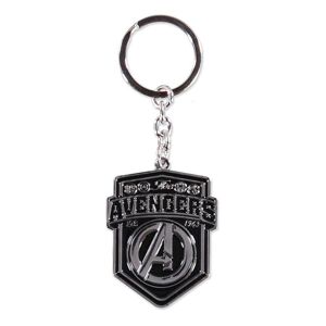 Marvel Avengers Debossed Logo Metal Keychain, Silver/Black (KE552105AVG)