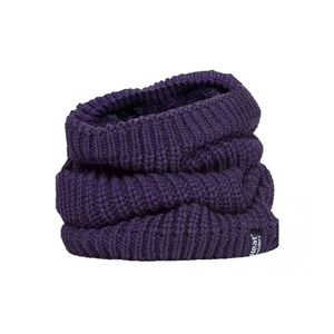 Heat Holders Womens Ladies Thick Winter Warm Fleece Lined Chunky Knit Thermal Neck Warmer - Purple - One Size