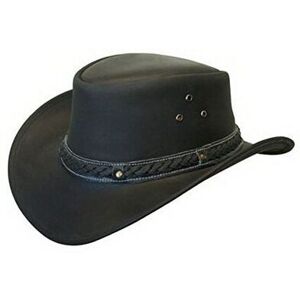 Infinity Leather Unisex Cowboy Outback Real Aussie Bush Hat - Black - Size X-Large