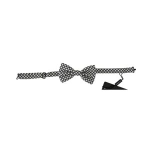 Dolce & Gabbana Mens Black And White Circles Adjustable Neck Bow Tie Silk - One Size