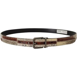 Dolce & Gabbana Mens Multicolor Exotic Leather Patchwork Metal Belt - Multicolour - Size 90 Cm