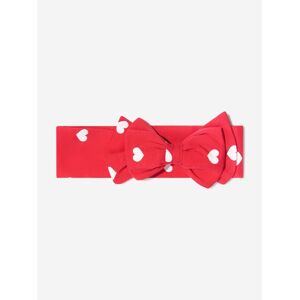 Monnalisa Girls Cotton Heart Print Headband - Red - Size 2-4y