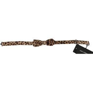 Dolce & Gabbana Mens Silk Leopard Print Adjustable Bow Tie - Brown - One Size